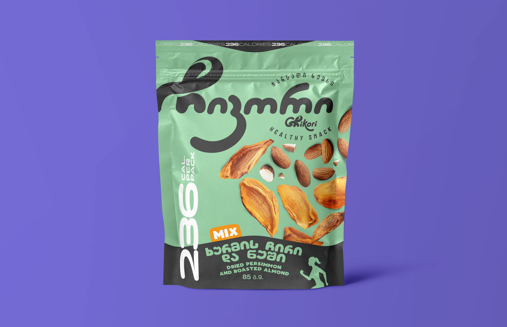 Dried Persimmon and Almonds 85g.